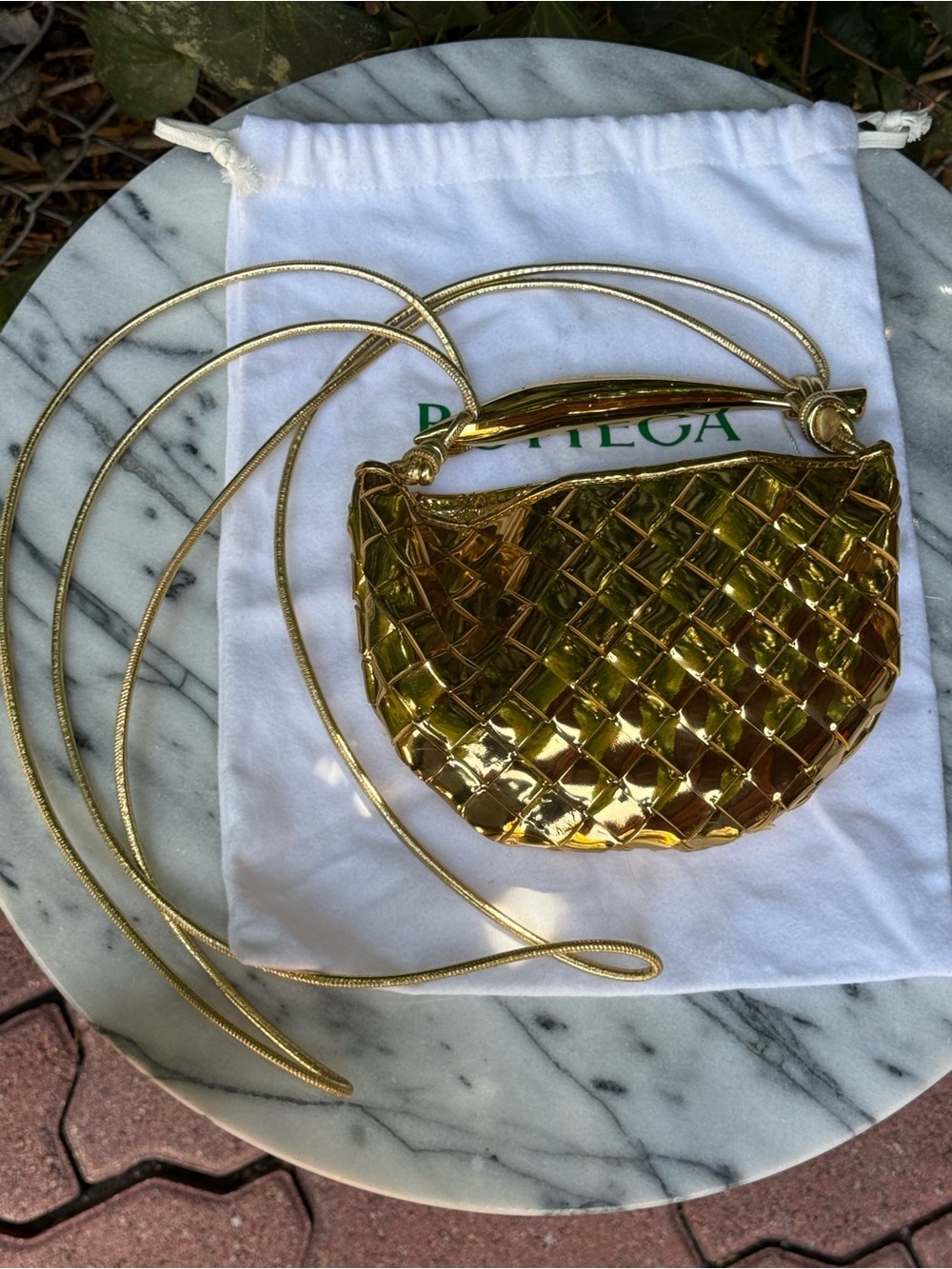 Bottega Veneta Gold Mini Sardine Crossbody Bag - Picture 7 of 11